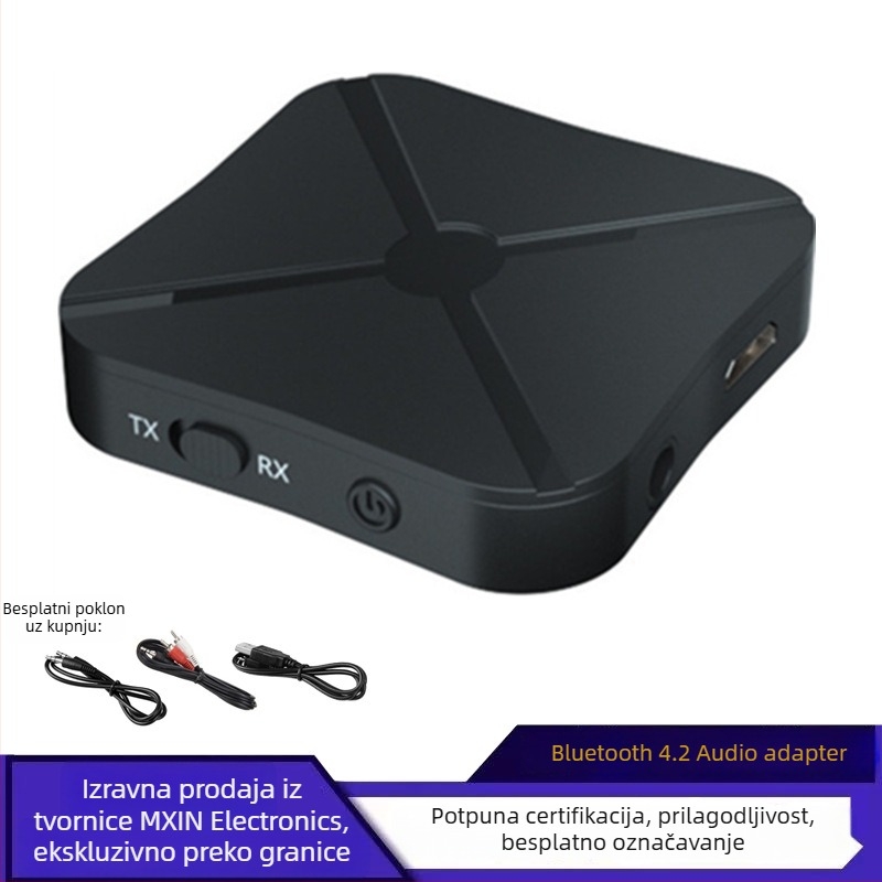 Bluetooth transmiter-prijemnik 2-u-1 adapter s 3,5 mm audio sučeljem, Bluetooth 4.2, domet 10 m, Plug-and-Play