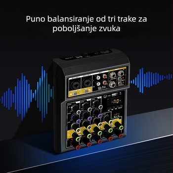 4-kanalni bežični mikser s efektima za snimanje benda i nastupe uživo, podržava 1–2 mikrofona