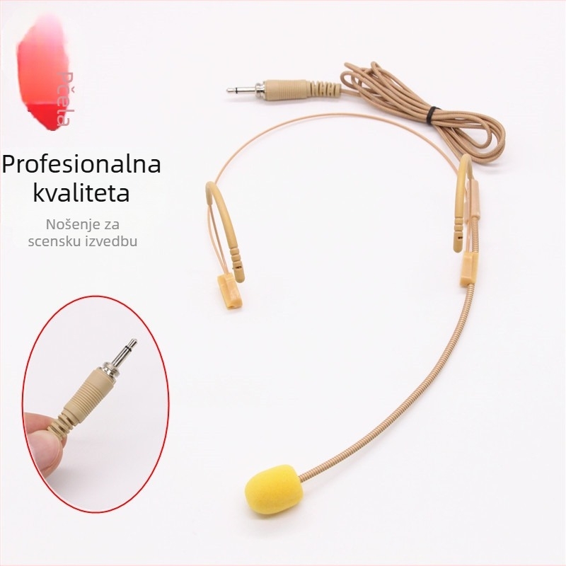 Žični headset mikrofon s klipsom za uho, kardioidni mikrofon za konferencije i uživo; frekvencijski raspon 100 Hz–20 kHz, SNR ≥70 dB, nominalna snaga 5, bez baterije