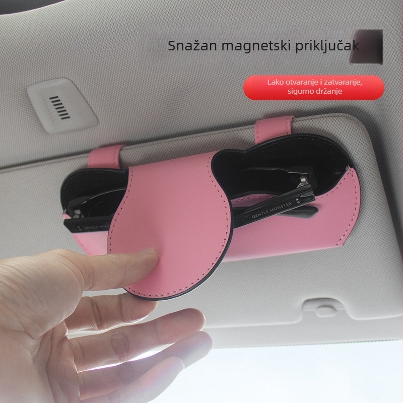Automobilska kutija za naočale s višenamjenskim klipom za naočale i novčanicu – PU materijal, model 20, tisk logotipa dostupan, prilagodljivo po narudžbi