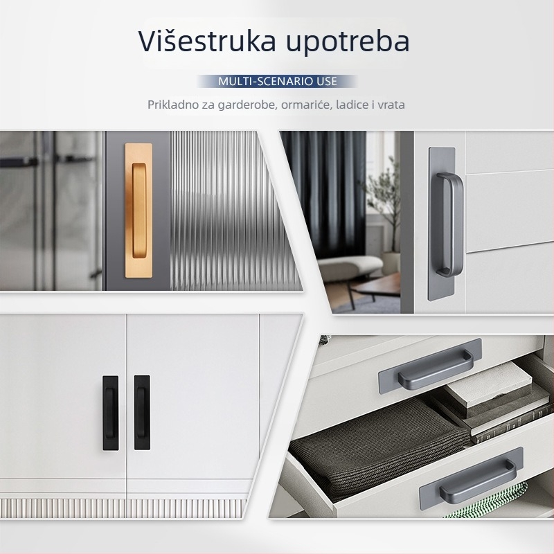 Drška za vrata od aluminijske legure – za klizna vrata, staklena i drvena vrata; model 666; stil moderni minimalistički; materijal: aluminijska legura.