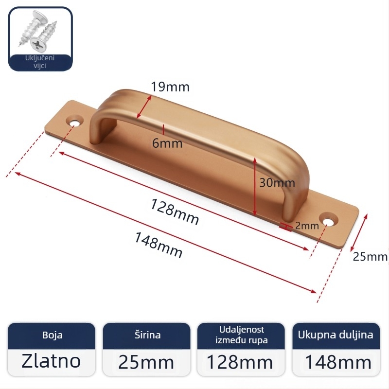 Drška za vrata od aluminijske legure – za klizna vrata, staklena i drvena vrata; model 666; stil moderni minimalistički; materijal: aluminijska legura.