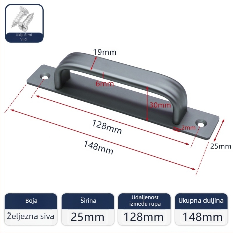Drška za vrata od aluminijske legure – za klizna vrata, staklena i drvena vrata; model 666; stil moderni minimalistički; materijal: aluminijska legura.