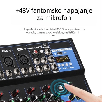 7-kanalni mikser za zvuk, 4-kanalni profesionalni DJ mikser za pozornicu (Brend INYUN, Snaga 12, Model F4, Šifra proizvoda F4-USB)