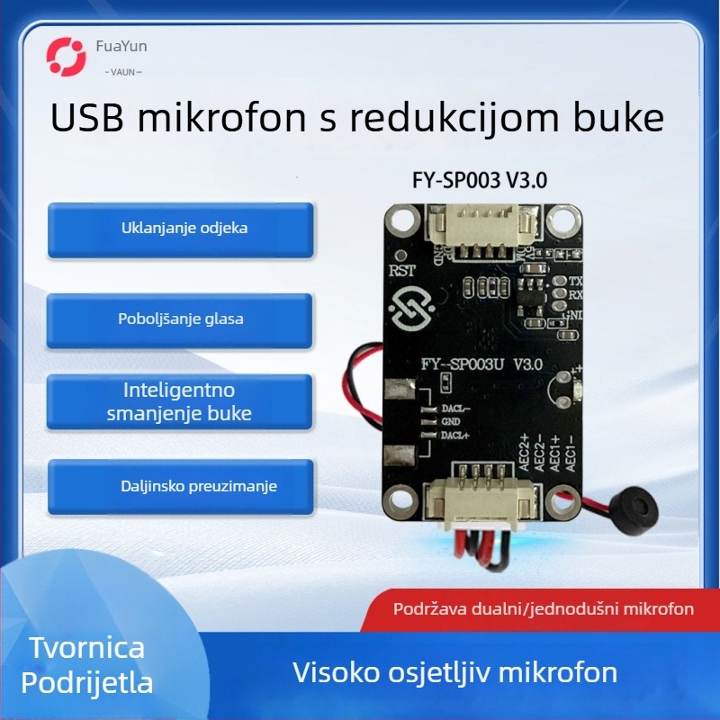 USB mikrofonski modul s otklanjanjem eha i inteligentnim smanjenjem šuma, FY-SP003U, USB 2.0 sučelje Plug-and-Play, podržava Iflytek unosni način i vizualno zvono na vratima