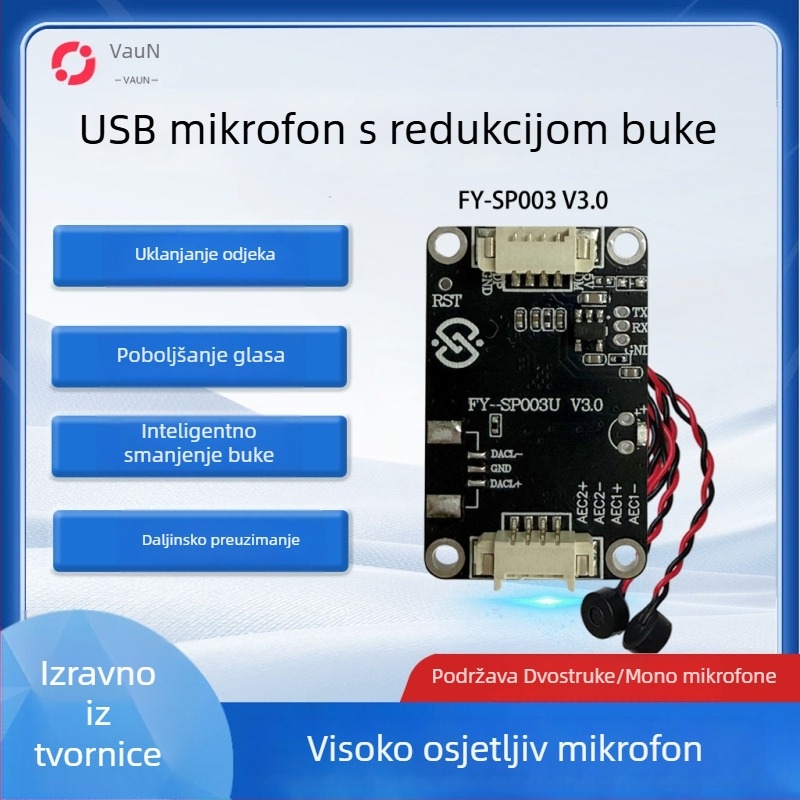 USB mikrofonski modul s otklanjanjem eha i inteligentnim smanjenjem šuma, FY-SP003U, USB 2.0 sučelje Plug-and-Play, podržava Iflytek unosni način i vizualno zvono na vratima
