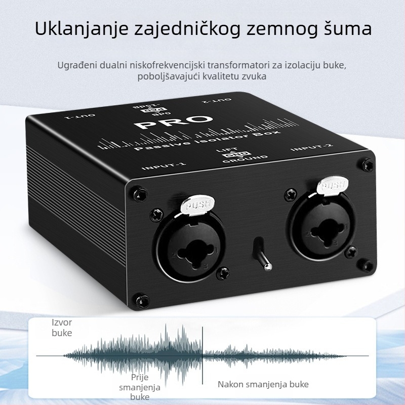 TITAK Hta003q audio izolator sa 6,35 mm XLR priključkom za smanjenje šuma i zaštitu miksera