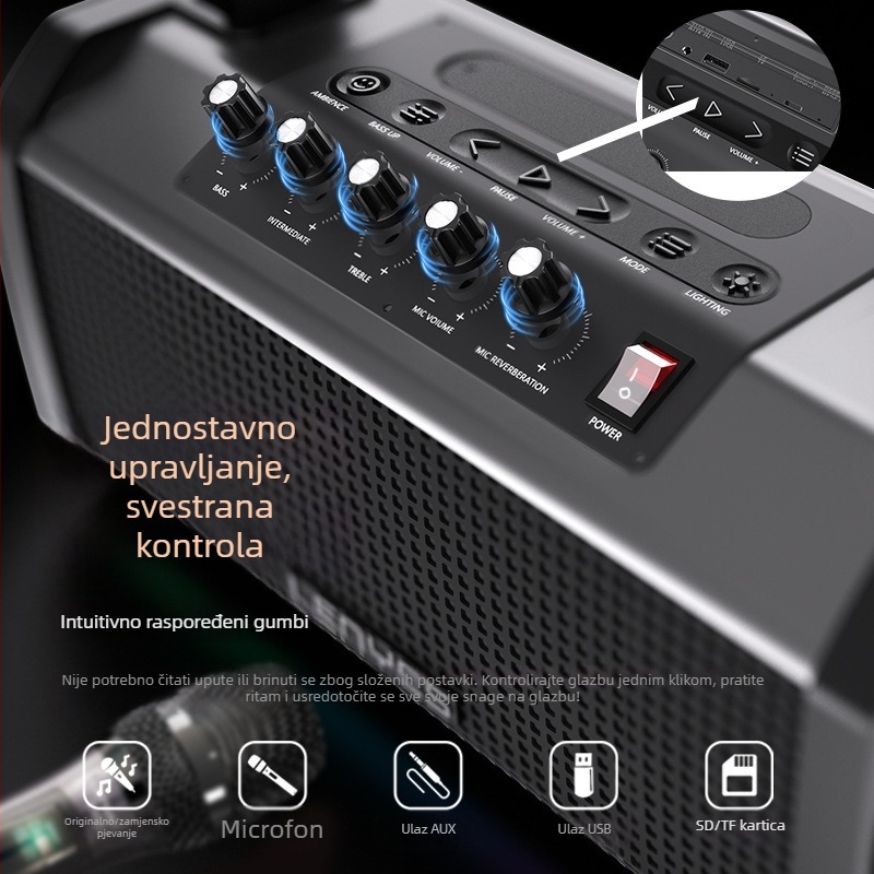 Vanjski prenosni Bluetooth zvučnik, 80W, ugrađena baterija 6000mAh, IPX4, 100 Hz–20 kHz, Bluetooth 5.3