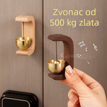 Zvončić za vrata — bukovo/orah drvo, moderan minimalistički stil, pakiranje: Opp bag