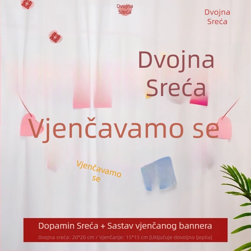 Dekorativni rekviziti za svadbeni prostor – simbol Dvostruke sreće, papirni materijal s trakama; prikladno za svadbenu ceremoniju; broj proizvoda: Dopamine Happy Character Pull Flower