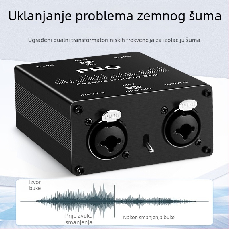 TITAK HTA003Q audio izolator signala – uklanja strujni šum, audio filtr, zaštita miksera, 6,35 mm XLR priključak