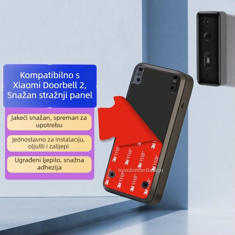 Ljepljivi adheziv za stražnju ploču zvona Xiaomi Mijia Smart Doorbell 3 | Model THS-xm3 | Materijal: PS+PP+silika gel | Tip: Sigurnosni/alarmni dodatak | Svrha: Ljepilo za stražnju ploču zvona