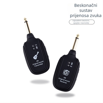 A8 bežični transceiver za gitaru – 2,4 GHz bežični, ABS kućište, pogodan za električnu gitaru i druge instrumente