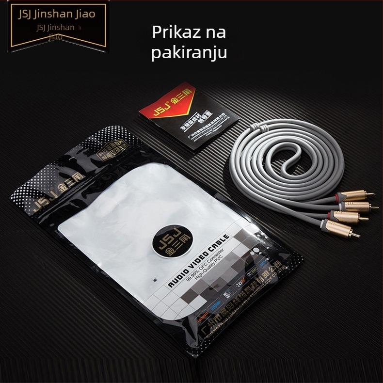 RCA kabel s Lotus glavom, dvostrano balansiran audio kabel za audio i video, marka Jsj Jinshanjiao, PVC omotač, RoHS certifikat