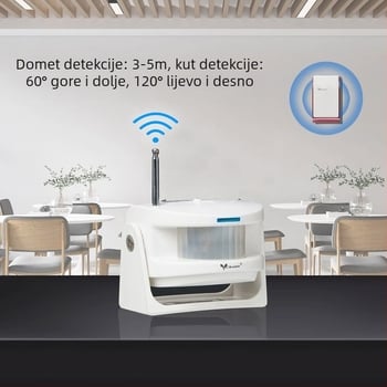 Bežični zvono za ulazna vrata s podijeljenim infracrvenim senzorom kroz zid i alarmom protiv krađe, model K06-AC, 220V, način napajanja: komunikacijski, 60 tonova zvona