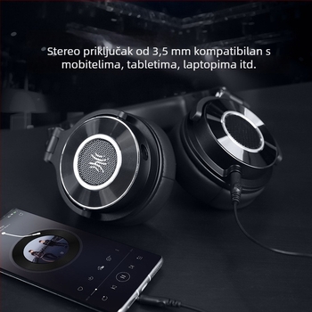 Žično studijsko slušalice s mikrofonom, tri-frekvencijski uravnoteženi, 20–20 kHz, 38 Ω, 3,5/6,5 mm ravni utikač