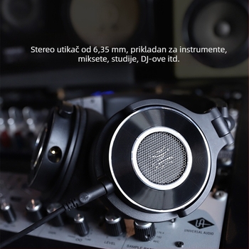 Žično studijsko slušalice s mikrofonom, tri-frekvencijski uravnoteženi, 20–20 kHz, 38 Ω, 3,5/6,5 mm ravni utikač