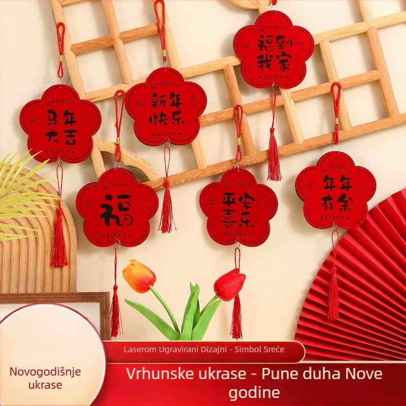 Vijeeni ukras za kvaku vrata s blagoslovom – filc, tisak, kineski stil, Proljetni festival, šifra proizvoda 896182665782