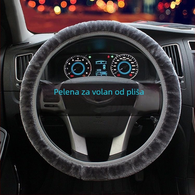 Zimska plišana navlaka za volan, univerzalna prilagodba, materijal: umjetni pliš, ugradnja: općenito