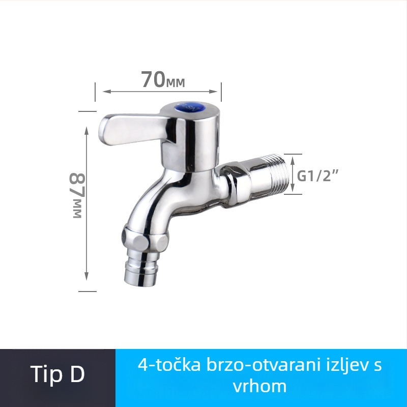 Kran za perilicu rublja, ugradbeni zid, bakreni, otvaranje ključem, keramički disk ventil, elektroplatni završetak