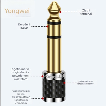 Yongwei adapter od čistog bakra 6,5–3,5 mm, 3,5 mm samica na 6,35 mm muški, za audio/video, elektronička klavijatura, mikrofon, slušalice, RoHS