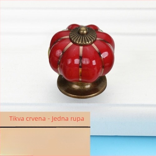 Drška za namještaj u obliku tikve — keramika i cinkova legura, elektroplating, stil Novi kineski stil, model Pumpkin, pogodna za ormariće, garderobe i ladice
