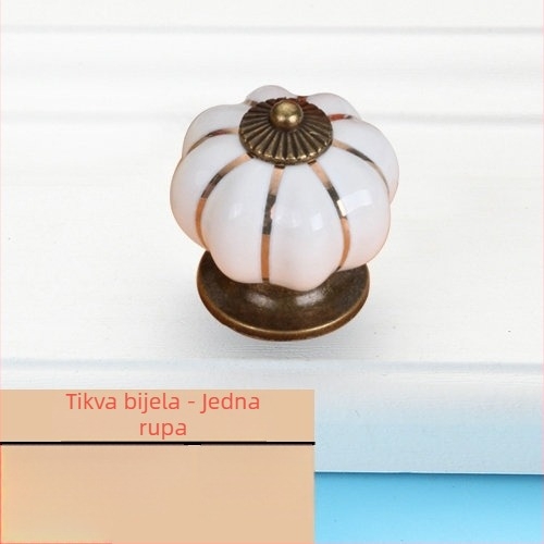 Drška za namještaj u obliku tikve — keramika i cinkova legura, elektroplating, stil Novi kineski stil, model Pumpkin, pogodna za ormariće, garderobe i ladice