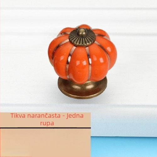 Drška za namještaj u obliku tikve — keramika i cinkova legura, elektroplating, stil Novi kineski stil, model Pumpkin, pogodna za ormariće, garderobe i ladice