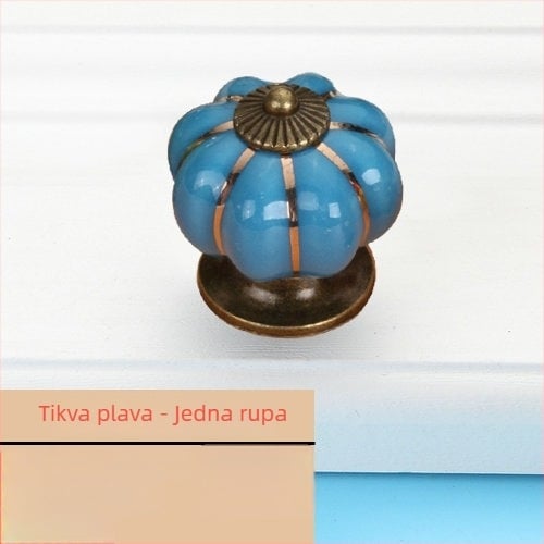 Drška za namještaj u obliku tikve — keramika i cinkova legura, elektroplating, stil Novi kineski stil, model Pumpkin, pogodna za ormariće, garderobe i ladice