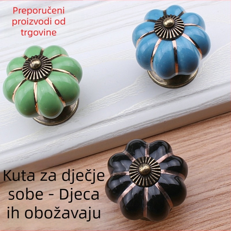 Drška za namještaj u obliku tikve — keramika i cinkova legura, elektroplating, stil Novi kineski stil, model Pumpkin, pogodna za ormariće, garderobe i ladice