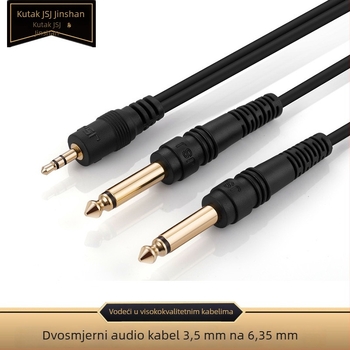 JSJ audio kabel: 3,5 mm na dualni 6,35 mm, lijevi i desni kanal, RoHS certifikat, PVC omotač