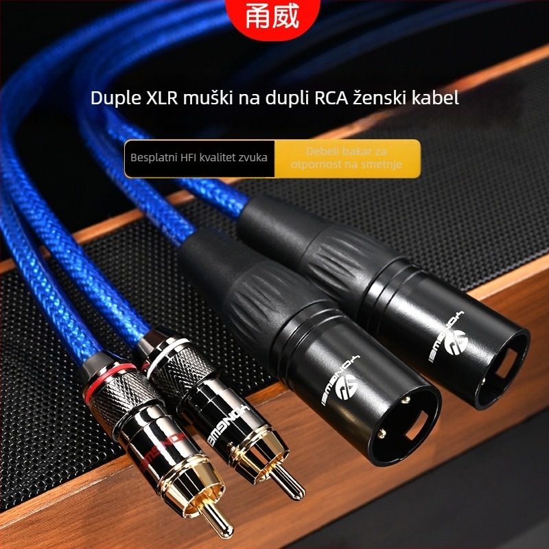 Yongwei XLR na Lotus audio kabel, dvostruki RCA na dvostruki XLR, 2-2 AV četverokonektor kabel, PVC oklop RoHS