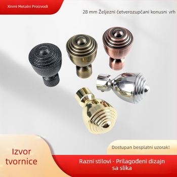 Koncne kapice za zavjesu šipke, željezni konusni vrh, za Romsku šipku i kliznu tračnicu, moderan minimalistički stil, prilagodljivo