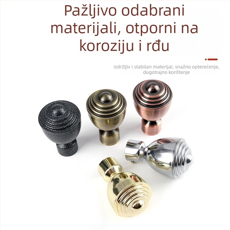 Koncne kapice za zavjesu šipke, željezni konusni vrh, za Romsku šipku i kliznu tračnicu, moderan minimalistički stil, prilagodljivo