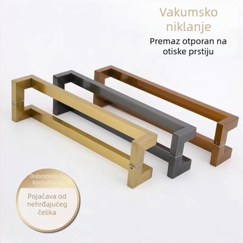 Ručka za vrata od nehrđajućeg čelika s dvostrukom zakrivljenju za staklena i drvena vrata, bezokvirna klizna ručka, otporna na otiske prstiju