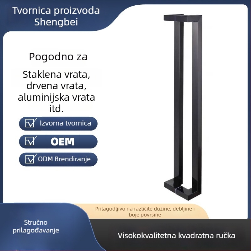 Ručka za vrata od nehrđajućeg čelika s dvostrukom zakrivljenju za staklena i drvena vrata, bezokvirna klizna ručka, otporna na otiske prstiju