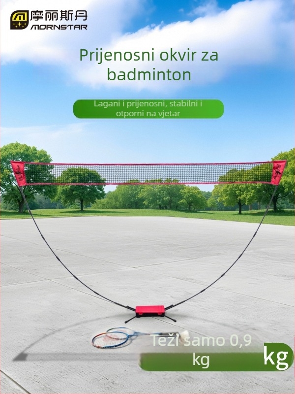 Rama mreže za badminton – prijenosna, sklopiva, brzo otvaranje; poliester konstrukcija; pogodna za badminton i tenis, kućnu i vanjsku upotrebu.