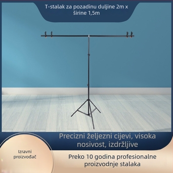 T-stilni pozadinski stalak za studijo – pozadinska stativa za identifikacijske fotografije i prijenos uživo; Materijal: željezo-aluminij spoj; Težina: 1,3 kg; Pakiranje: 10 komada; Marke: Hongming
