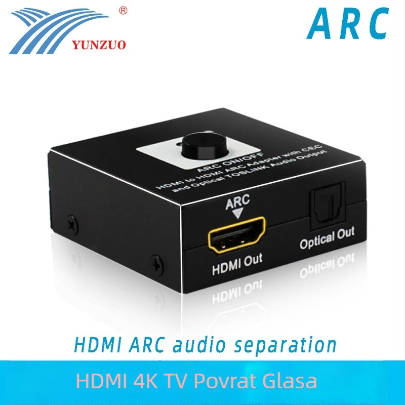 YUNZUO HY-4201-V0-A HDMI na HDMI ARC Audio Return Converter, ARC adapter, 4K/2K/1080p, daljinsko buđenje, upravljanje napajanjem, metalno kućište