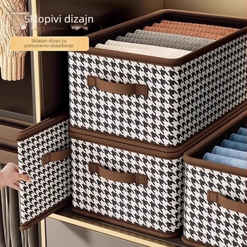 Kutija za odlaganje od tkanine za odjeću, sklopiva i prijenosna, kapaciteta 0–5 L, mrežasti uzorak, za spavaću sobu