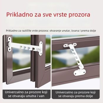 Dječji sigurnosni brava za prozore – bez bušenja, otporan na vjetar, ograničivač otvaranja unutarnje/vanjjske strane s kukom i kopčom – univerzalni model