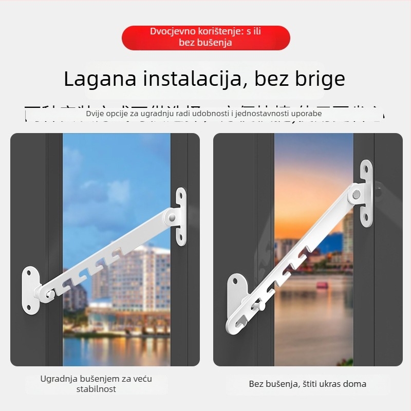 Dječji sigurnosni brava za prozore – bez bušenja, otporan na vjetar, ograničivač otvaranja unutarnje/vanjjske strane s kukom i kopčom – univerzalni model