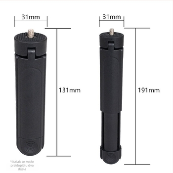 Stativ za mobitel i bezzrcalni fotoaparat | Dvostruki teleskop, ABS materijal, nosivost do 2 kg, prenosiv
