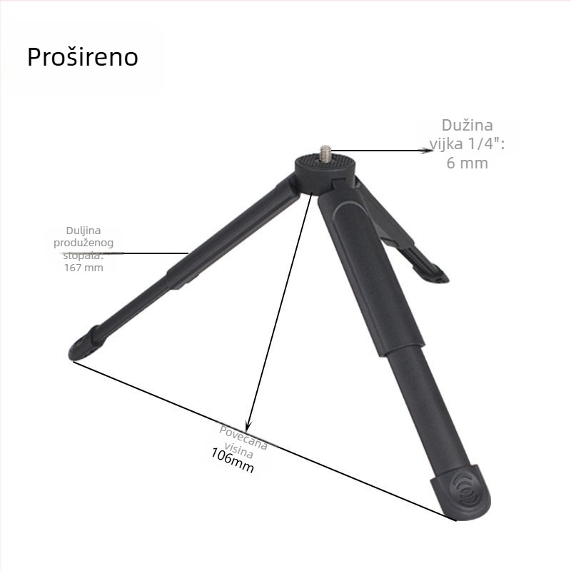 Stativ za mobitel i bezzrcalni fotoaparat | Dvostruki teleskop, ABS materijal, nosivost do 2 kg, prenosiv