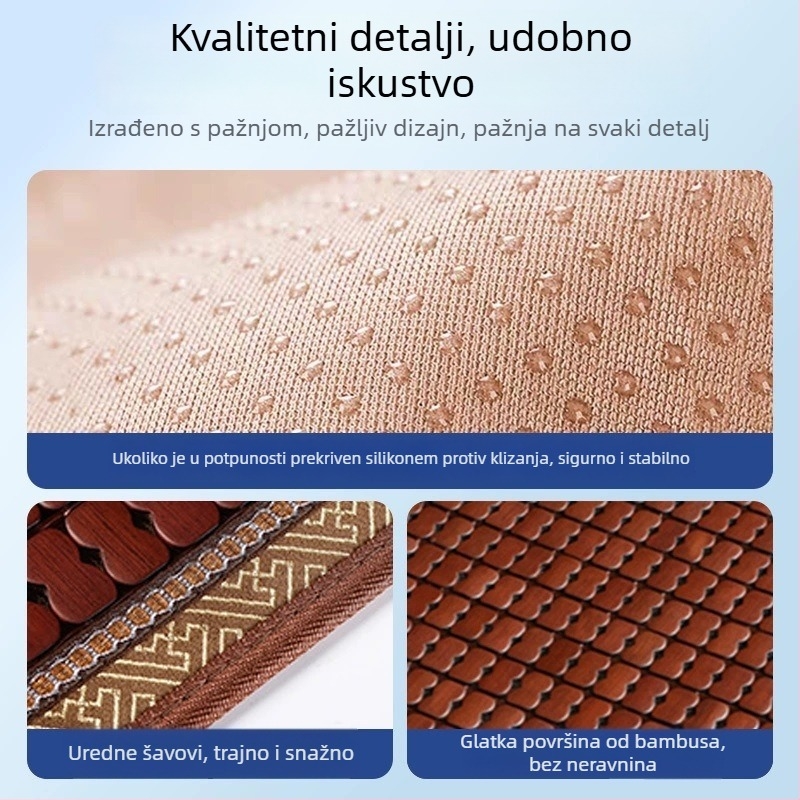Yiju set auto sjedalica – površina od bambusovih pločica, ljetno hlađenje Ice Pad, ventilacija, trodjelna paketa za automobil s pet mjesta