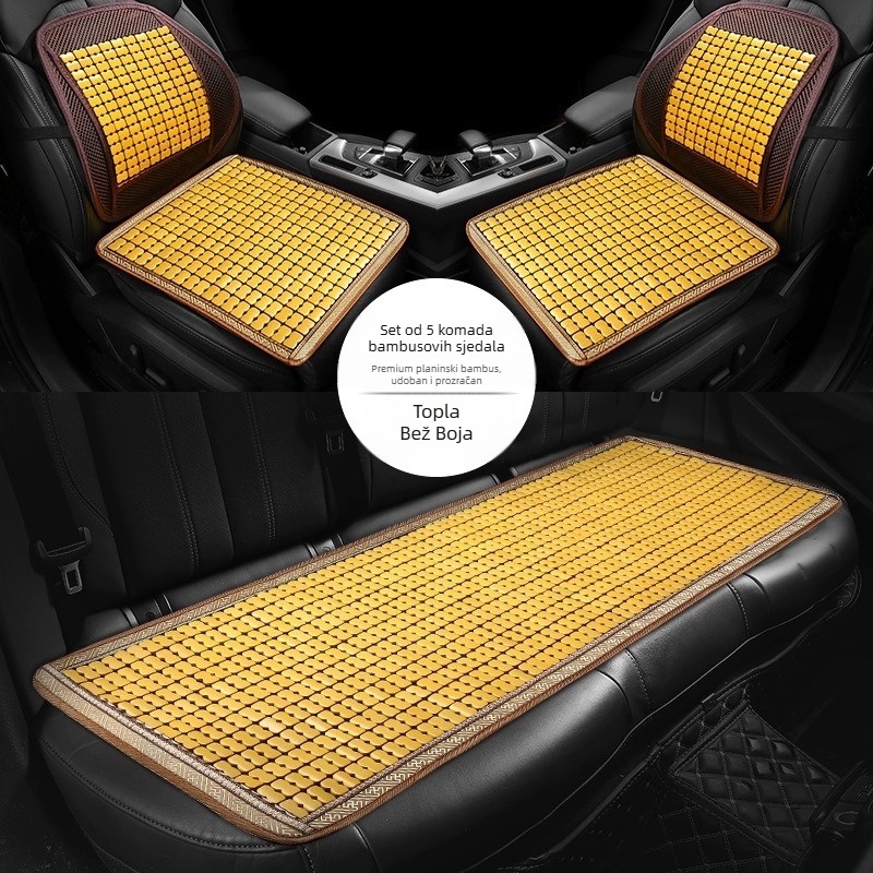 Yiju set auto sjedalica – površina od bambusovih pločica, ljetno hlađenje Ice Pad, ventilacija, trodjelna paketa za automobil s pet mjesta