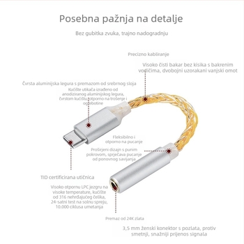 JCALLY JM6 DAC/AMP za slušalice s Type-C konverzijskim kabelom, bakar bez kisika, kompatibilno s Androidom