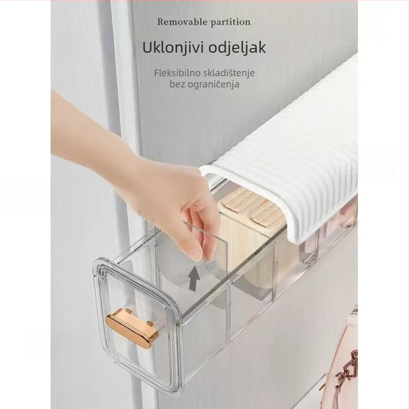 Zidna podijeljena kutija za donje rublje – prozirno ladica, otporna na prašinu, 2 odjeljka