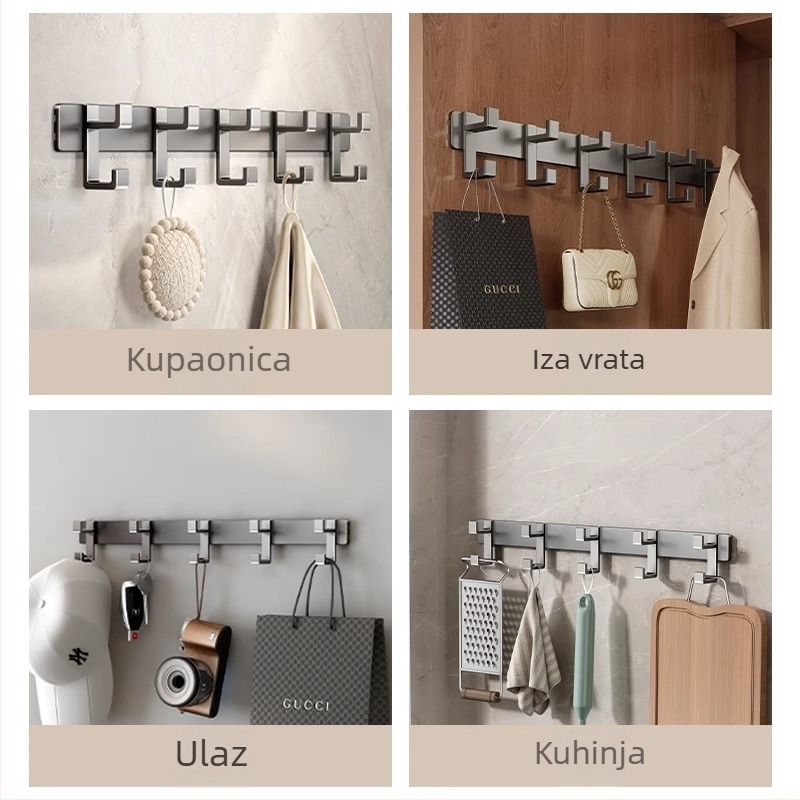 Zidni vješalica za odjeću — model Fjdtdygg, Space aluminij, završna obloga pečenom bojom, za vrata i garderobe, moderan stil, lagani luksuz