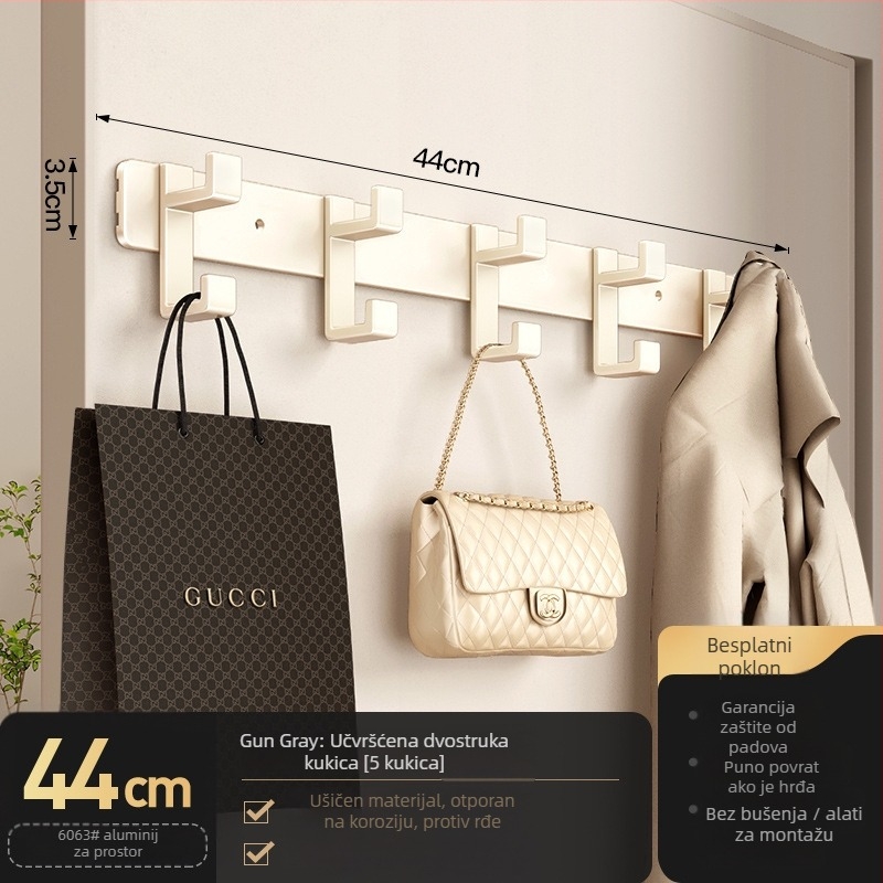 Zidni vješalica za odjeću — model Fjdtdygg, Space aluminij, završna obloga pečenom bojom, za vrata i garderobe, moderan stil, lagani luksuz